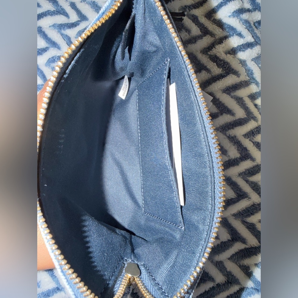 Coach Corner Zip Wristlet In Loved Denim With Charms - Picture 4 of 10